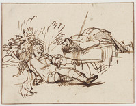 TvB T 538
<br/>
Pyramus en Thisbe
<br/>
<em>Rembrandt (1606-1669) - school van</em>